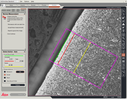 Phần mềm nhận dạng và đo đạc chiều dày của lớp khử các bon Leica Decarburisation Expert