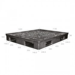 Pallet nhựa đen X1411D4-2B (1430 x 1130 x 160 mm)