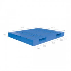 Pallet nhựa xanh/xám S1513R2 – 1Q (1500 x 1300 x 150 mm)
