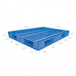 Pallet nhựa xanh/xám H1411R4 – 2L (1400 x 1100 x 150 mm)