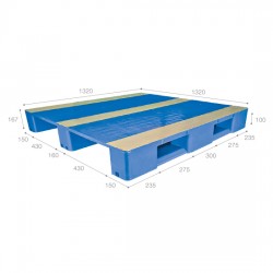 Pallet nhựa xanh /xám H1313S4 – 2Q (1320 x 1320 x 167 mm)