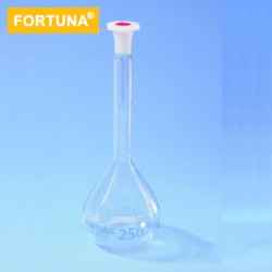 Bình định mức, FORTUNA, 100ml, TS 14.5/23, class A, vạch xanh, nắp nhựa