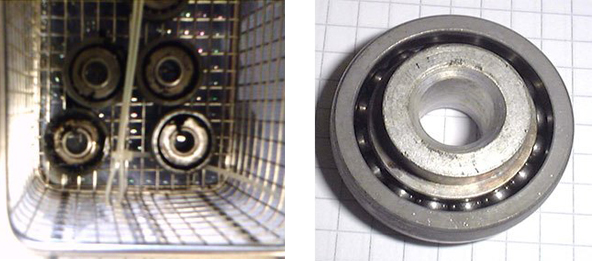 Làm sạch dầu mỡ bôi trơn có nhiệt độ nóng chảy trên 200°C trên vòng bi thép Làm sạch dầu mỡ bôi trơn có nhiệt độ nóng chảy trên 200°C trên vòng bi thép